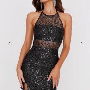 Hello Molly Black Sequin Glam Dress